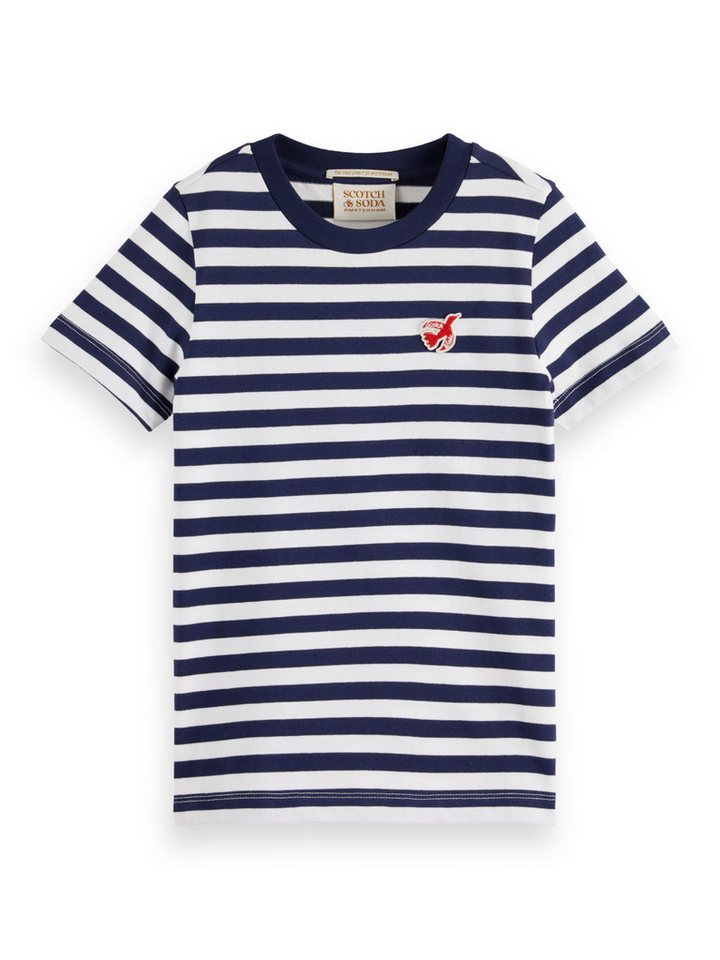 Scotch & Soda T-Shirt SCOTCH & SODA T-Shirt blau weiß gestreift mit roter Friedenstaube von Scotch & Soda