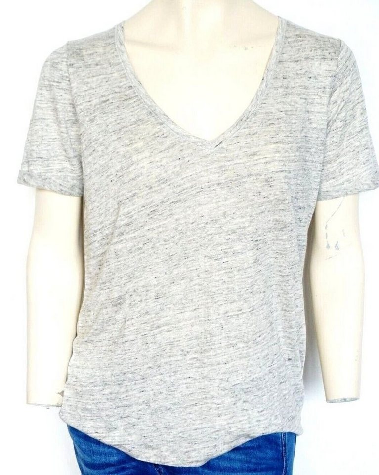 T-Shirt Scotch & Soda Maison Scotch V-Neck Damen T-Shirts, Scotch & Soda T-Shirt, Hell Grau Leinen von Scotch & Soda