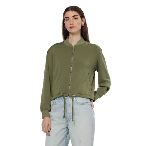 Scotch & Soda Women's Tencel Jersey Bomber Sweatshirt, Washed Military, L von Scotch & Soda