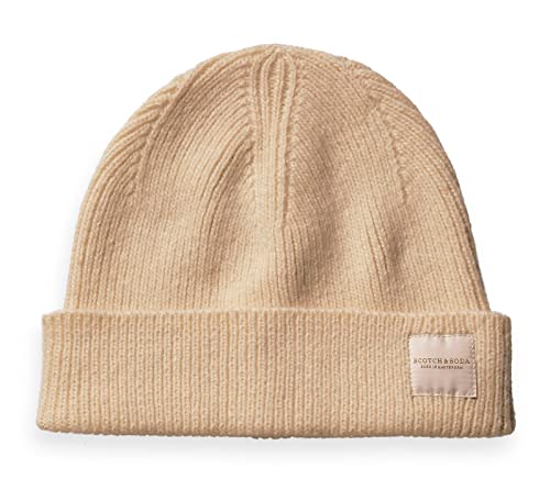 Scotch & Soda Unisex Wool-Blend Rib Knit Beanie-Mütze, Camel Melange 0760, OS von Scotch & Soda