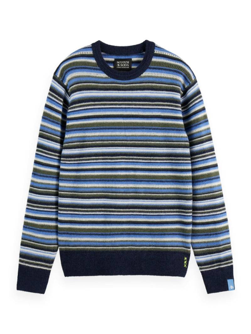 Scotch & Soda - Weicher Strickpullover mit Streifen und normaler Passform blau - Gr. - M von Scotch & Soda