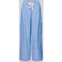 Scotch & Soda Wide Leg Stoffhose aus Baumwoll-Leinen-Mix in Hellblau, Größe M von Scotch & Soda