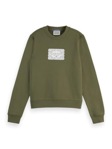Scotch & Soda Women's Chest Artwork Regular Sweatshirt, Washed Military, S von Scotch & Soda