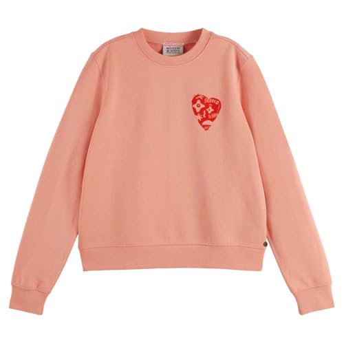Scotch & Soda Women's Chest Artwork Regular fit Sweatshirt, Peach Pink, XL von Scotch & Soda