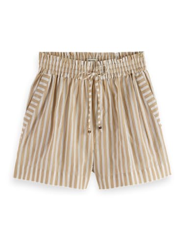 Scotch & Soda Women's High Rise Printed Shorts, Desert Sand Stripe with Lurex, Small von Scotch & Soda
