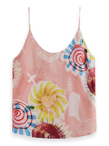 Scotch & Soda Women's Jersey Woven Tank Tanktop, Abstract Sun Pink, 38 von Scotch & Soda