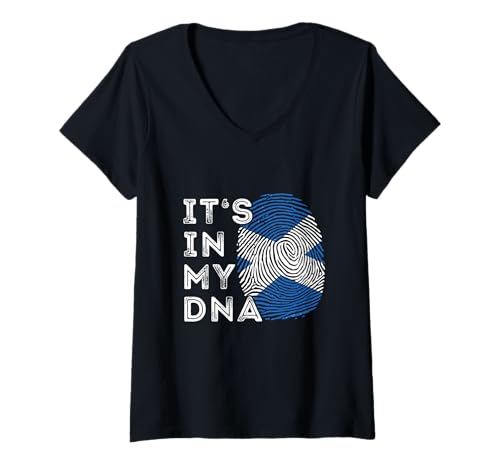 Damen Es ist Meine DNA Scotland Flag Pride Country Scottish Proud Roots T-Shirt mit V-Ausschnitt Damen Es ist Meine DNA Scotland Flag Pride Country Scottish Proud Roots T-Shirt mit V-Ausschnitt von Scotland Country Pride Scottish Roots Proud