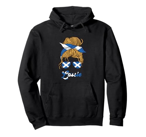 Schottland Messy Bun Lassie Girl Schottische Flagge Proud Roots Pullover Hoodie von Scotland Country Pride Scottish Roots Proud
