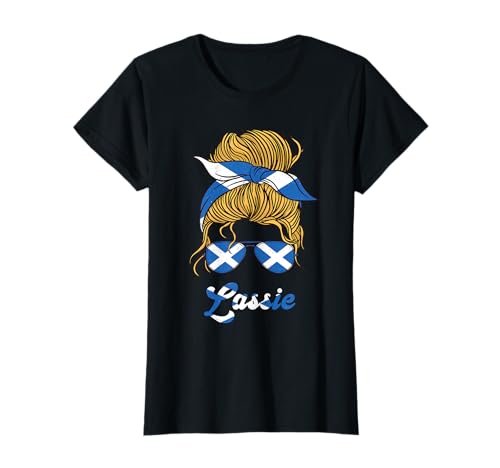 Schottland Messy Bun Lassie Girl Schottische Flagge Proud Roots T-Shirt Schottland Messy Bun Lassie Girl Schottische Flagge Proud Roots T-Shirt von Scotland Country Pride Scottish Roots Proud