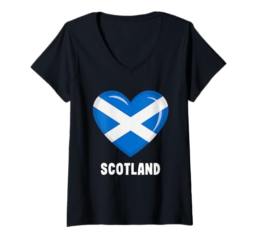 Damen Hemd mit schottischer Flagge T-Shirt mit V-Ausschnitt von Scotland Flag Clothing