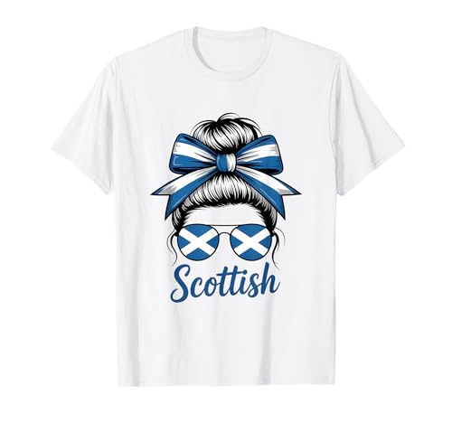 Scottish Messy Bun Girl Scotland Roots T-Shirt Scottish Messy Bun Girl Scotland Roots T-Shirt von Scotland Flag Scottish Roots Proud