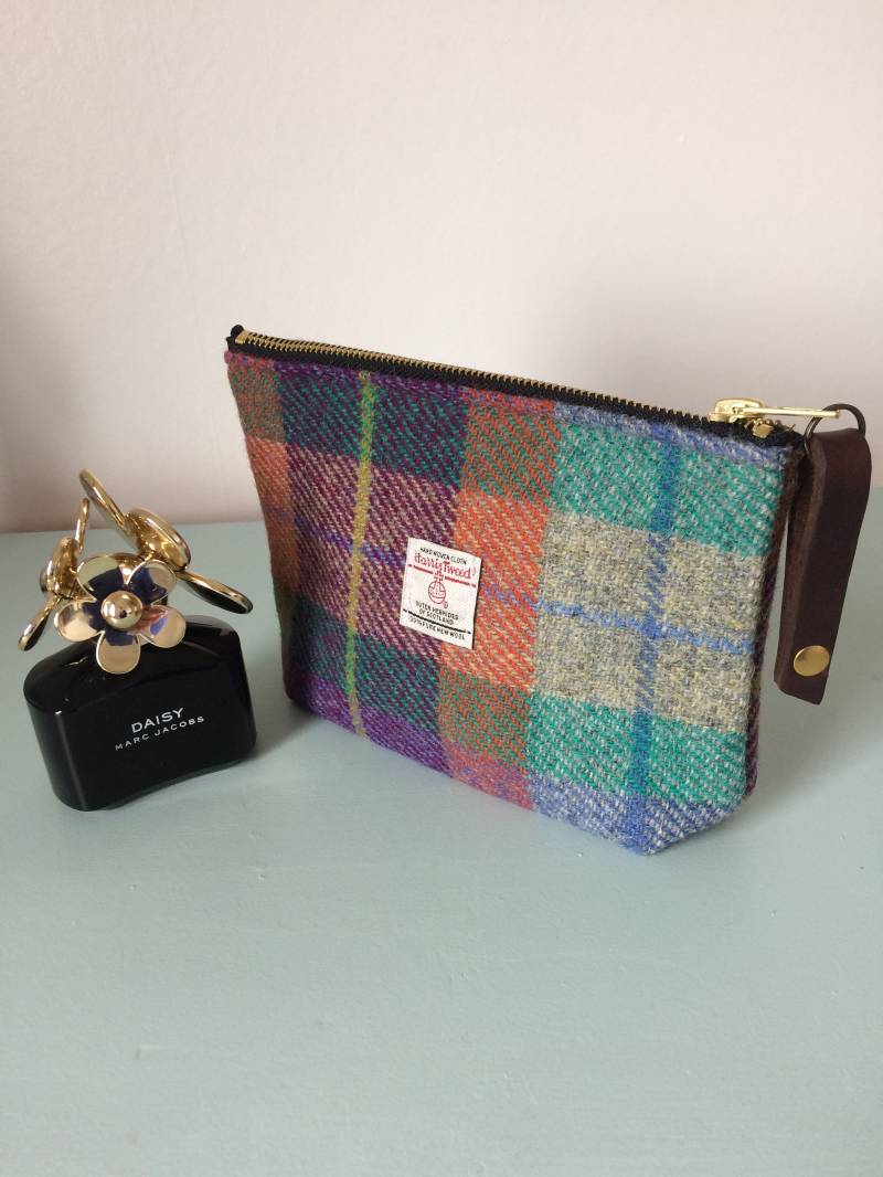 Harris Tweed Make Up Cosmetic Bag Gadget Clutch Purse Gift Made Scotland Case Evening von Scotswhahae