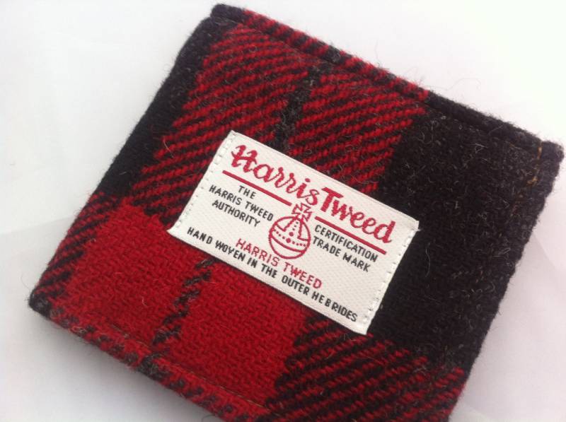 Harris Tweed Wallet Made in Scotland Man Gift Groomsmen Tartan Wool Vegetarian British von Scotswhahae