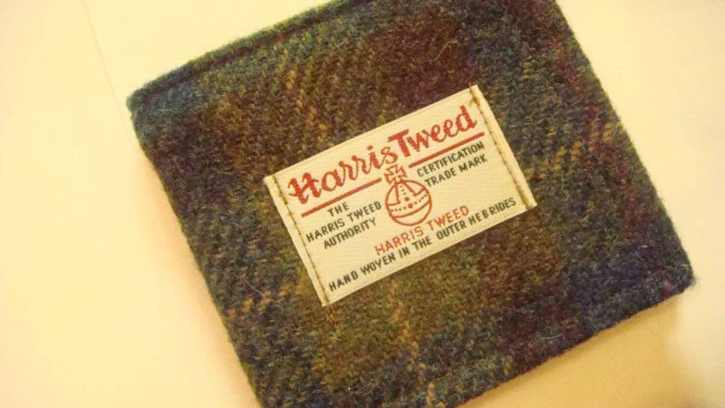 Mans Harris Tweed Wallet Bill Fold Made in Scotland Gift Wool Vegetarian Plaid Scottish British Uk von Scotswhahae