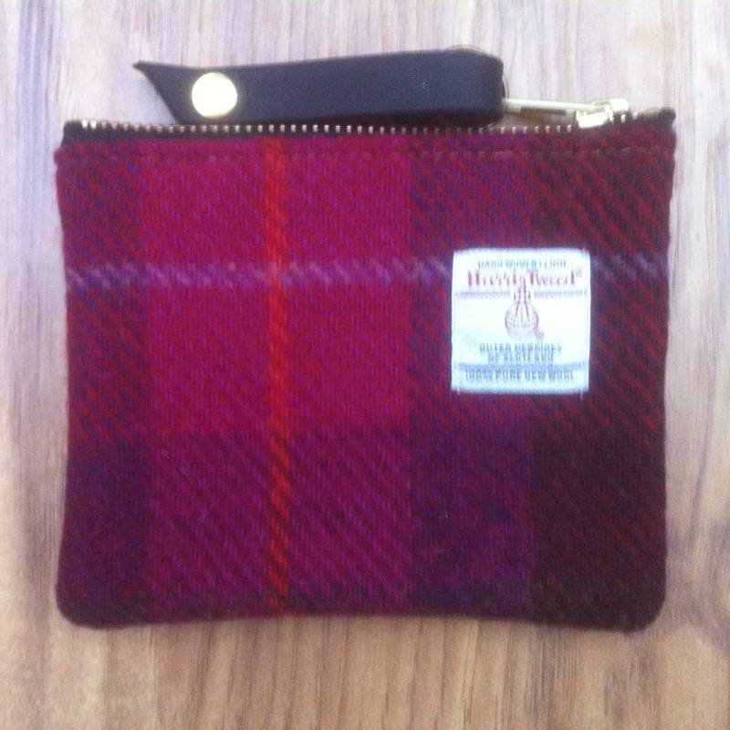 Pink Harris Tweed 6 " Purse Scottish Gift Tartan Made in Scotland Woman Girl Gadget Case Pouch von Scotswhahae