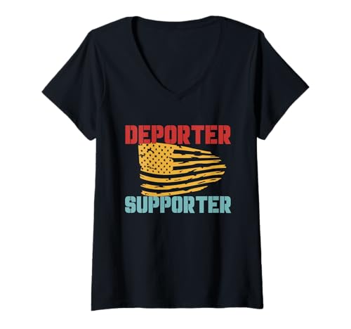 Damen Anhänger des Deporters Patriotic Retro T-Shirt mit V-Ausschnitt Damen Anhänger des Deporters Patriotic Retro T-Shirt mit V-Ausschnitt von Scott Thompson Design Co.