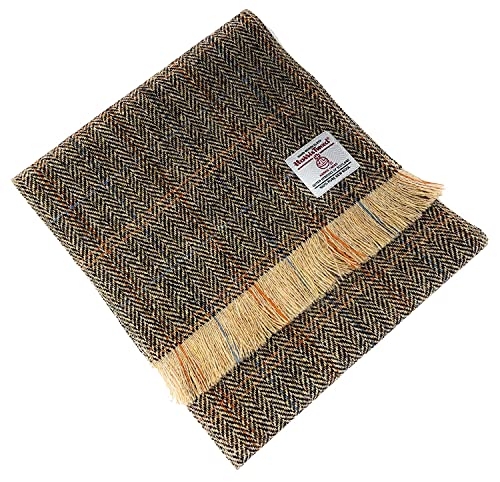 Scott MacKenzie Harris Tweed Schal mit Fischgrätenmuster, Braun von Scott and Mackenzie