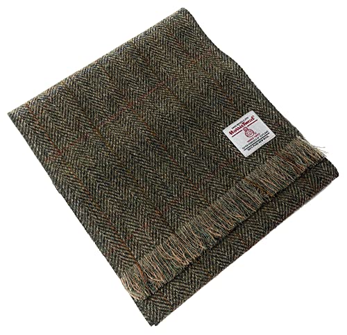 Scott & MacKenzie Harris Tweed Schal mit Fischgrätenmuster, Grün, Einheitsgröße von Scott and Mackenzie