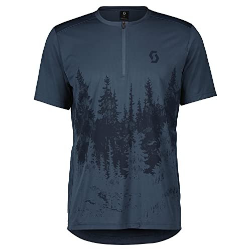 Scott M Trail Flow Zip S/sl Shirt Blau - Modernes funktionales Herren Bike Trikot, Größe M - Farbe Metal Blue - Dark Blu von Scott