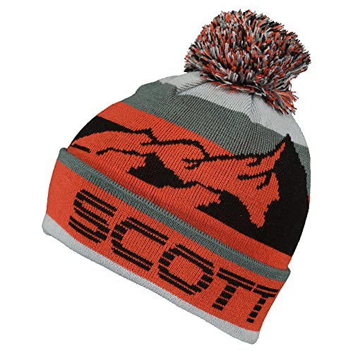 Scott Team 40 Beanie Orange - Warme stylische Bommelmütze, Größe One Size - Farbe Magma Red - Grey Green von Scott Hawaii