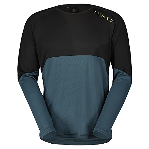 Scott M Trail Tuned L/sl Shirt Colorblock-Blau-Schwarz - Polartec Technisches kühlendes Herren Polartec Delta™ Mountai von Scott