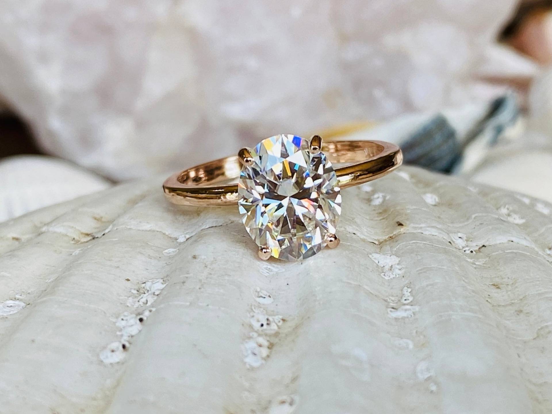 Oval Moissanite Verlobungsring, 3.00Ct Diamantring, Solitär Verlobungsring von ScottBonomoDiamonds