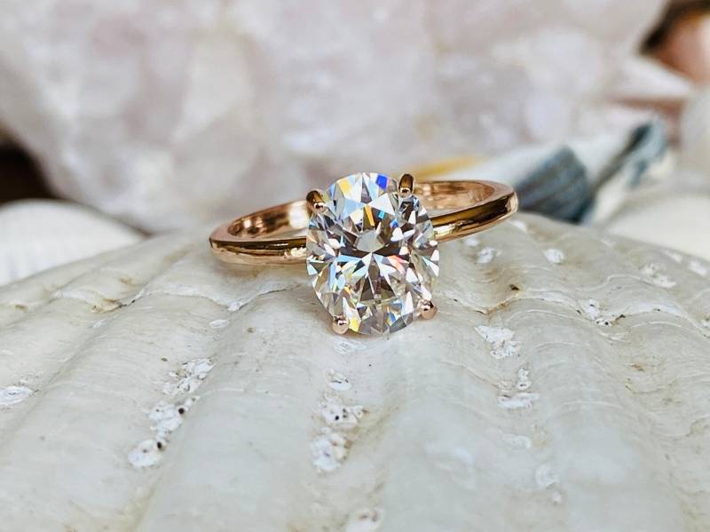 Oval Moissanite Verlobungsring, 3.00Ct Diamantring, Solitär Verlobungsring von ScottBonomoDiamonds