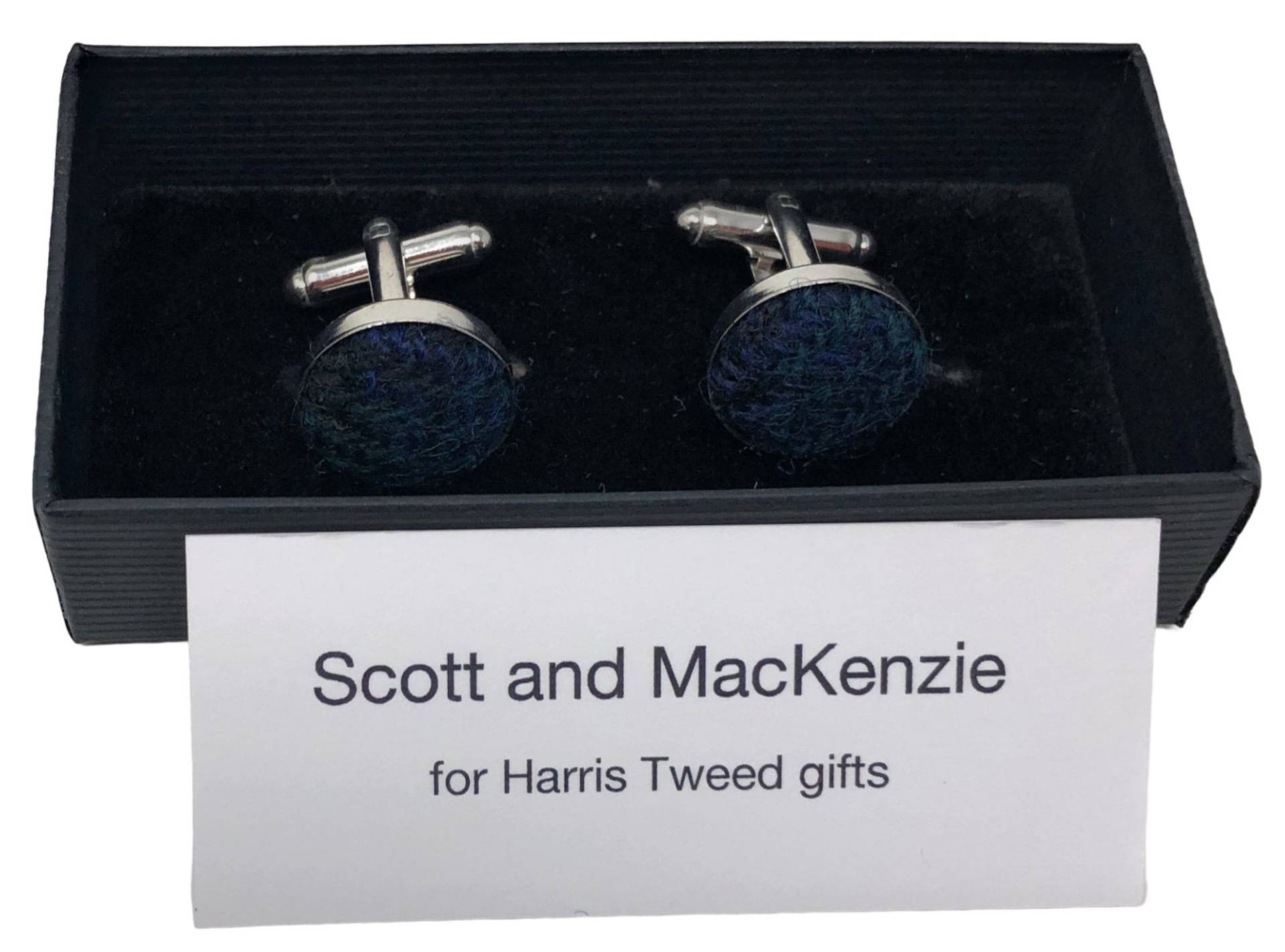 Harris Tweed Schwarze Uhr Tartan Versilbert Manschettenknöpfe Handgemacht von ScottandMacKenzie