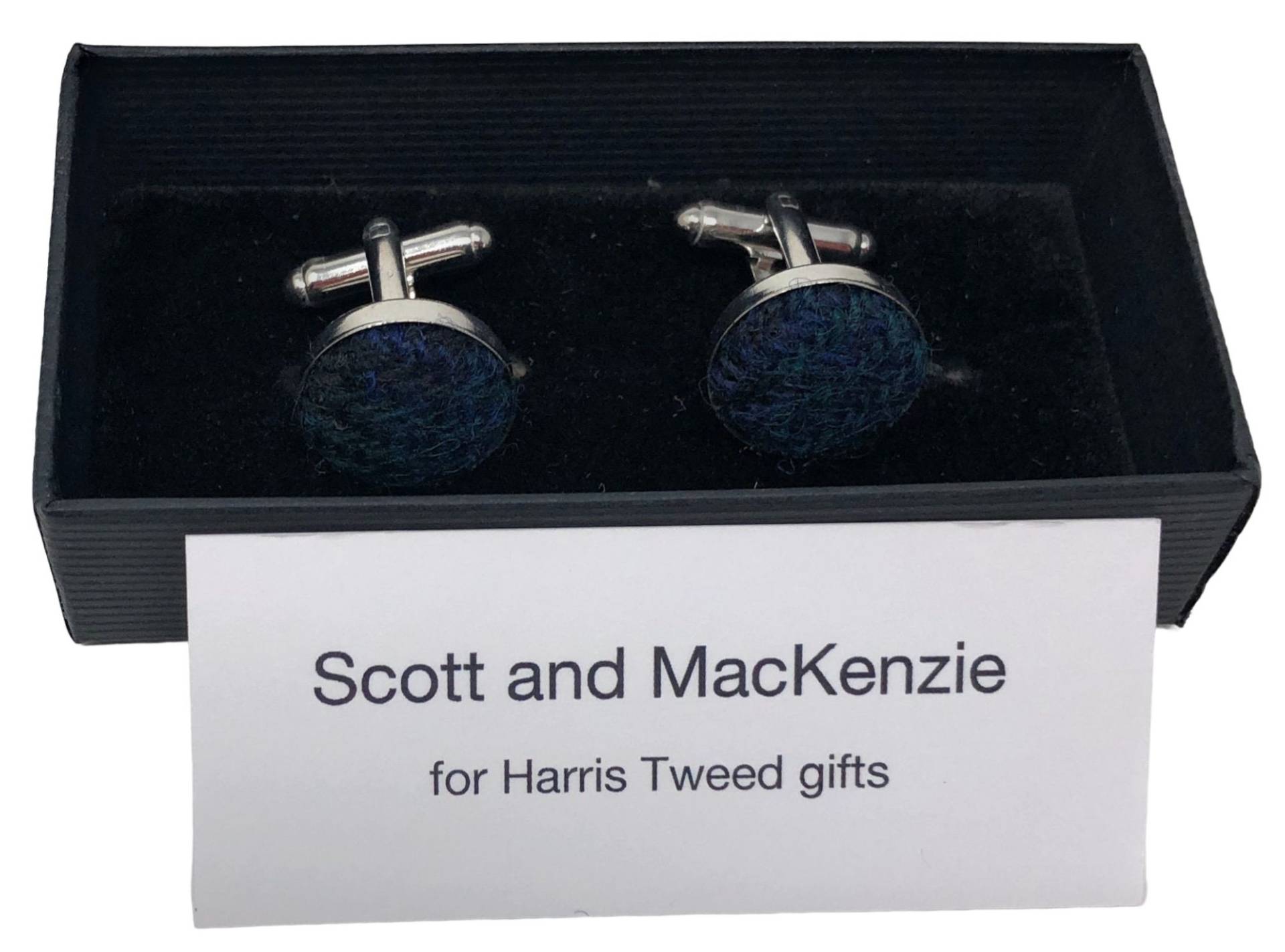 Harris Tweed Schwarze Uhr Tartan Versilbert Manschettenknöpfe Handgemacht Harris Tweed Schwarze Uhr Tartan Versilbert Manschettenknöpfe Handgemacht von ScottandMacKenzie