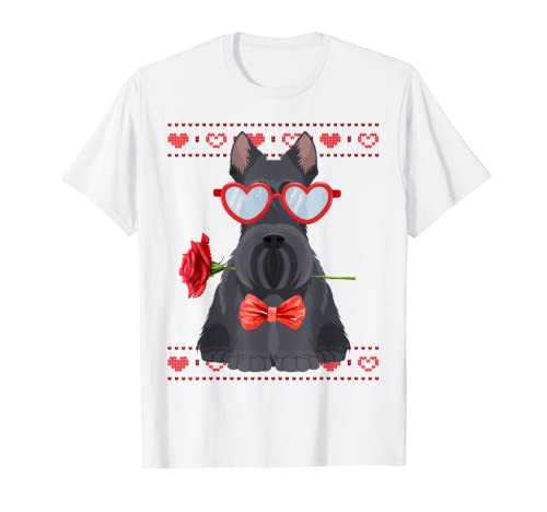 Scottish Terrier Valentinstag Outfit für Damen & Valentinstag T-Shirt von Scottie Dog Owner With Rose Valentines Kids Ideas