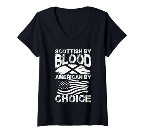 Damen Schottisch T-Shirt mit V-Ausschnitt von Scottish American Heritage Pride Tradition