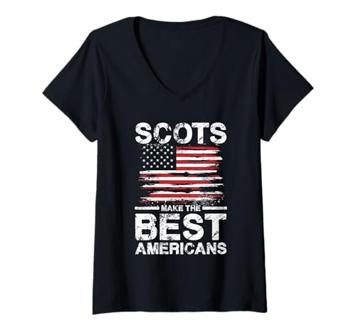 Damen Schotten Machen die besten Amerikaner Flagge T-Shirt mit V-Ausschnitt von Scottish American Patriots
