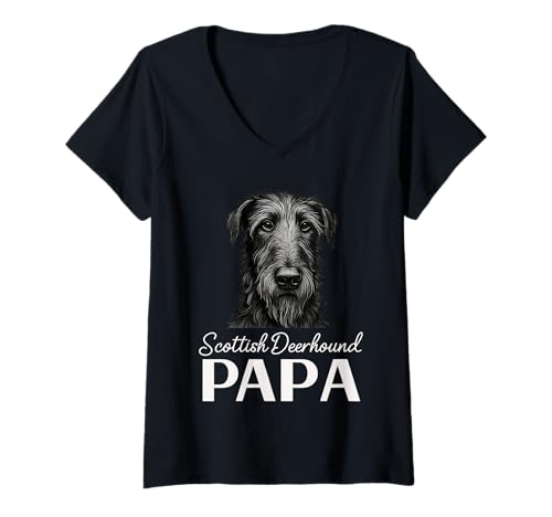 Damen Schottischer Deerhound Papa T-Shirt mit V-Ausschnitt Damen Schottischer Deerhound Papa T-Shirt mit V-Ausschnitt von Scottish Deerhound Dog