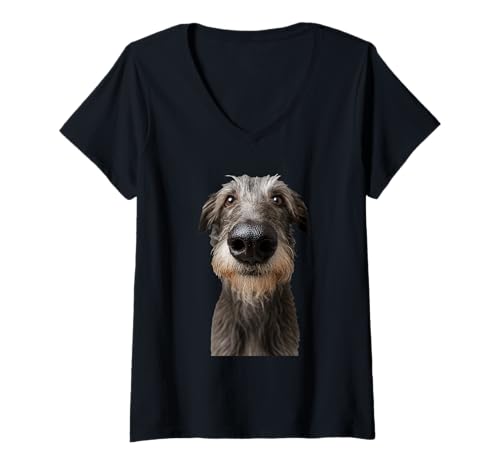 Damen Schottischer Deerhound T-Shirt mit V-Ausschnitt Damen Schottischer Deerhound T-Shirt mit V-Ausschnitt von Scottish Deerhound Dog
