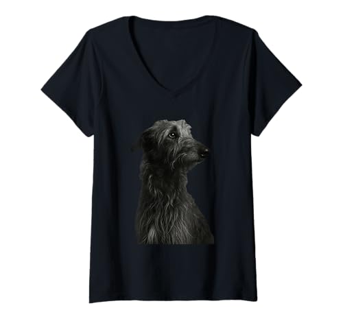 Damen Schottischer Deerhound T-Shirt mit V-Ausschnitt von Scottish Deerhound Dog