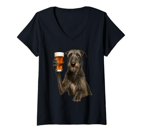 Damen Scottish Deerhound Bier T-Shirt mit V-Ausschnitt Damen Scottish Deerhound Bier T-Shirt mit V-Ausschnitt von Scottish Deerhound Dog