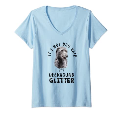 Damen It's Not Dog Hair It's Deerhound Glitter Lustig Hunde Spruch T-Shirt mit V-Ausschnitt von Scottish Deerhound Herrchen Frauchen Geschenke