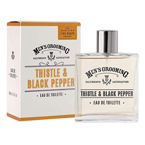 Scottish Fine Soaps Eau de Toilette mit Distel und schwarzem Pfeffer, reinigender Mariendistel-Extrakt, holziger, bernsteinfarbener Duft, vegan, 100 ml von Scottish Fine Soaps