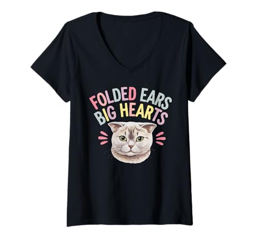 Damen Scottish Fold Cat Kitty Lover Tierkätzchen Meow T-Shirt mit V-Ausschnitt Damen Scottish Fold Cat Kitty Lover Tierkätzchen Meow T-Shirt mit V-Ausschnitt von Scottish Fold Cat Owner Kitty Lover