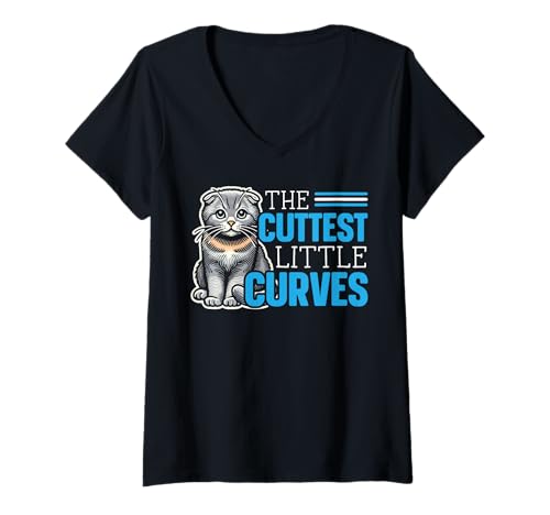 Damen Scottish Fold Cat Kitty Lover Tierkätzchen Meow T-Shirt mit V-Ausschnitt von Scottish Fold Cat Owner Kitty Lover
