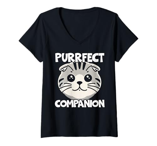 Damen Scottish Fold Cat Kitty Lover Tierkätzchen Meow T-Shirt mit V-Ausschnitt Damen Scottish Fold Cat Kitty Lover Tierkätzchen Meow T-Shirt mit V-Ausschnitt von Scottish Fold Cat Owner Kitty Lover