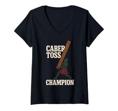 Damen Highland Games Caber Tosser Clan Pride Schottland Stärke T-Shirt mit V-Ausschnitt Damen Highland Games Caber Tosser Clan Pride Schottland Stärke T-Shirt mit V-Ausschnitt von Scottish Heritage Heavy Athletics Funny Fan Crew