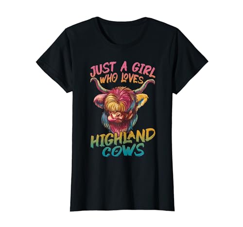 Nur ein Mädchen, das Kühe liebt Scottish Highland Cow T-Shirt von Scottish Highland Cattle Girls Women Outfits