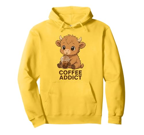 Süße Highland Cow Coffee Addict Eiskaffee Liebhaber Frauen Pullover Hoodie von Scottish Highland Cow Apparel