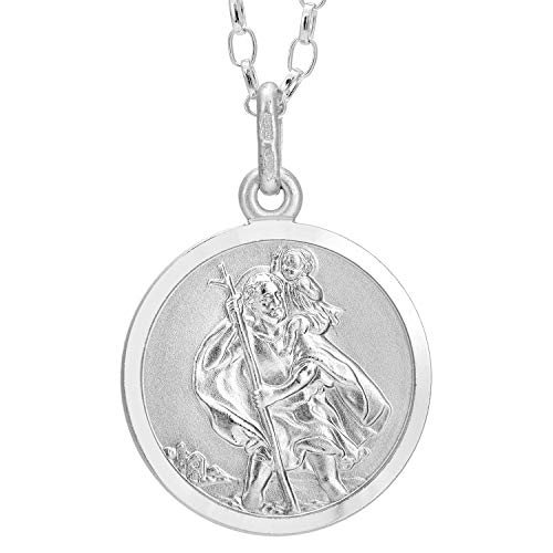 Alexander Castle 925 Sterling Silber Heiliger Christophorus Anhänger Halskette - 18mm St Christopher mit 18" Sterling Silber Kette & Schmuck Geschenk-Box von Alexander Castle