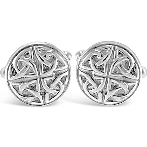 Alexander Castle 925 Sterling Silber keltische Manschettenknöpfe für Männer – Runde 15mm keltische Trinity-Manschettenknöpfe mit Schmuck-Geschenkbox von Alexander Castle