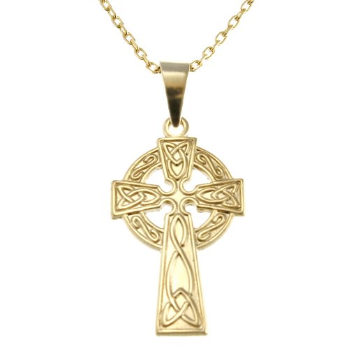 Alexander Castle Solide 9ct 375 Gold Keltische Kreuz Halskette für Frauen - Kreuz Kette Damen 18" 9ct 375 Gold Kette & Schmuck Geschenk-Box von Alexander Castle