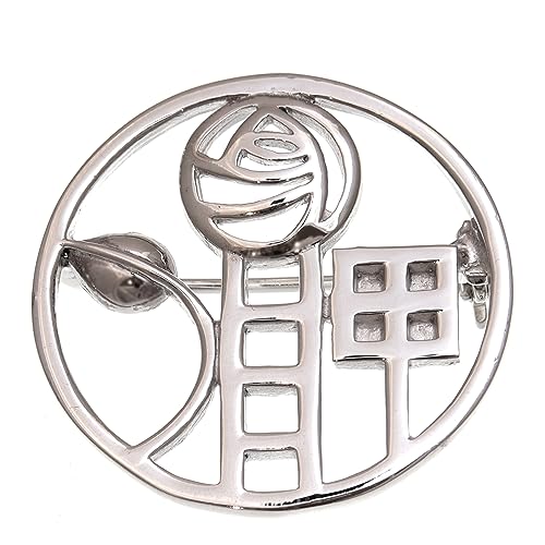 Alexander Castle 925 Sterling Silber Charles Rennie Mackintosh Brosche für Frauen – Silberbrosche Pin mit Schmuck-Geschenkbox – 28 mm, Sterling-Silber von Supervim