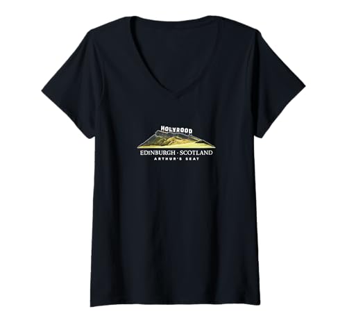 Damen Edinburgh Schottland Arthur's Seat T-Shirt mit V-Ausschnitt Damen Edinburgh Schottland Arthur's Seat T-Shirt mit V-Ausschnitt von Scottish Royal Palace