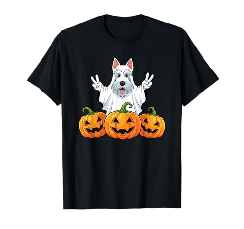 Scottish Terrier Ghost Pumpkin Boo Halloween Kid Herren Damen T-Shirt von Scottish Terrier Halloween Ghost Pumpkin Outfits